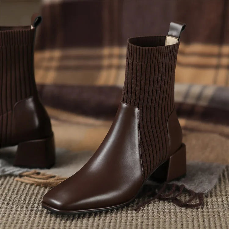 Bota de Couro Salto Bloco Euphoric