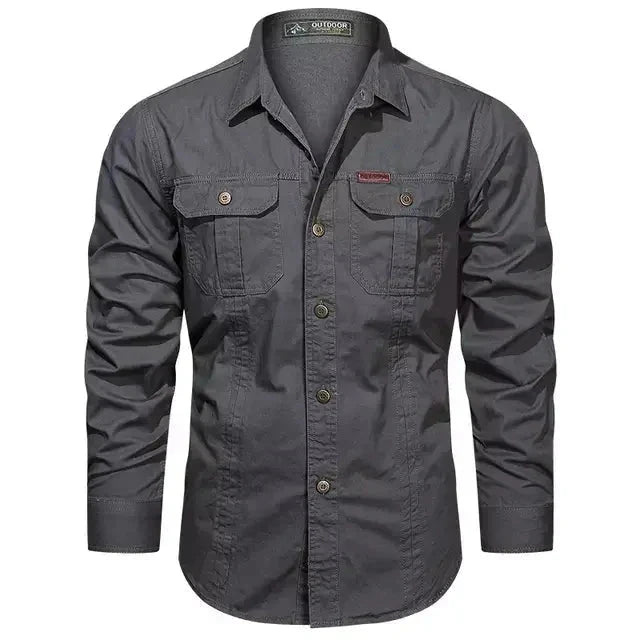 Camisa Masculina Manga Longa Militar Camisa Manga Longa Masculina Militar Sr Alpha Cinza P