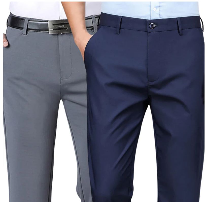 COMPRE 1 E LEVE 2 | Calça Social Clássica Alfaiataria Gentleman 2024 + Brinde Cinto Social Couro MASCULINO - ROUPAS - CALÇA 10 Dm Stores Azul + Cinza P (38)