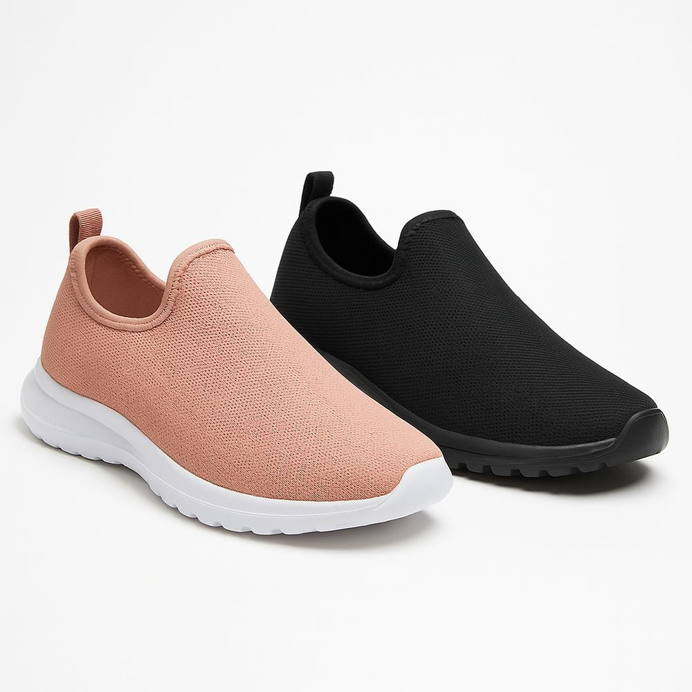 COMPRE 1 LEVE 2 – Tênis Meia OrthoFlex Comfort Sem Cadarço FEMININO - CALÇADOS - TENIS MEIA ORTOPÉDICO Dm Stores Preto + Rosa 34