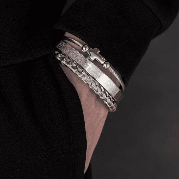 Conjunto 3 Pulseiras Crucifixo PAI NOSSO Joias & Acessórios (Pulseira 2) Dm Stores