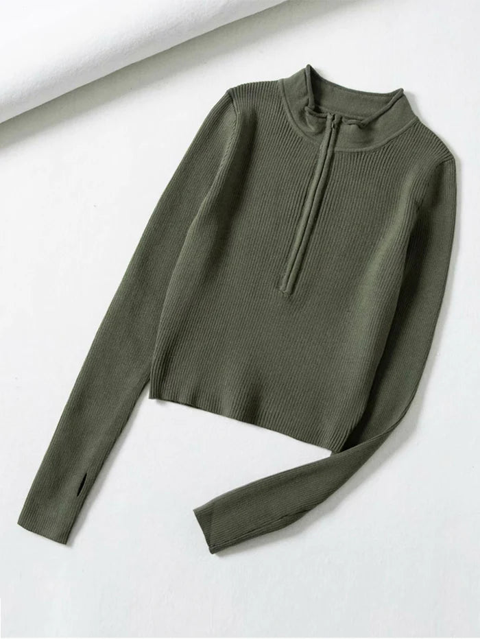 Suéter Feminino com Zíper e Gola Alta | ZipCozy Roupas (Suéter Feminino 1) Dm Stores P Verde