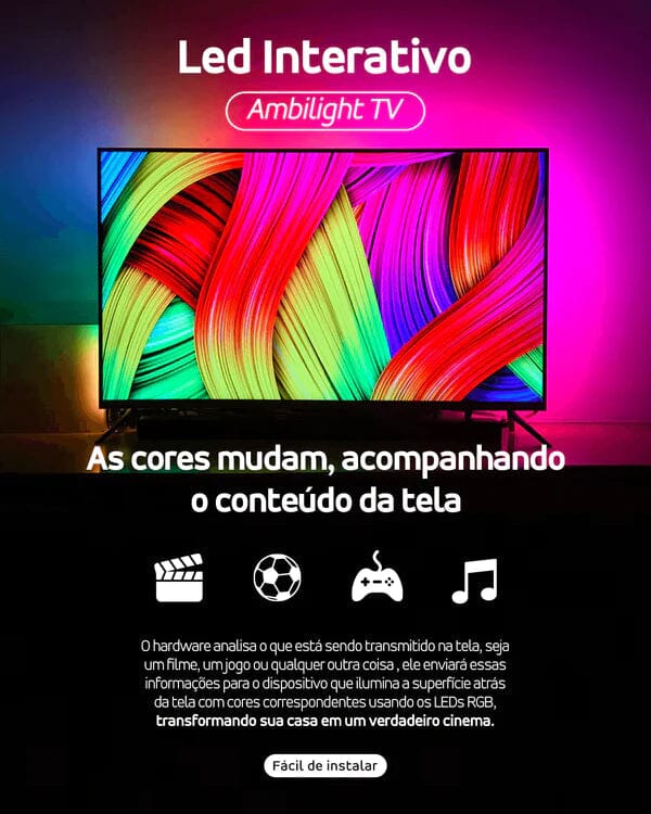 AMBILED - TV/Gamer/Cama Casa (iluminação 3) Dm Stores