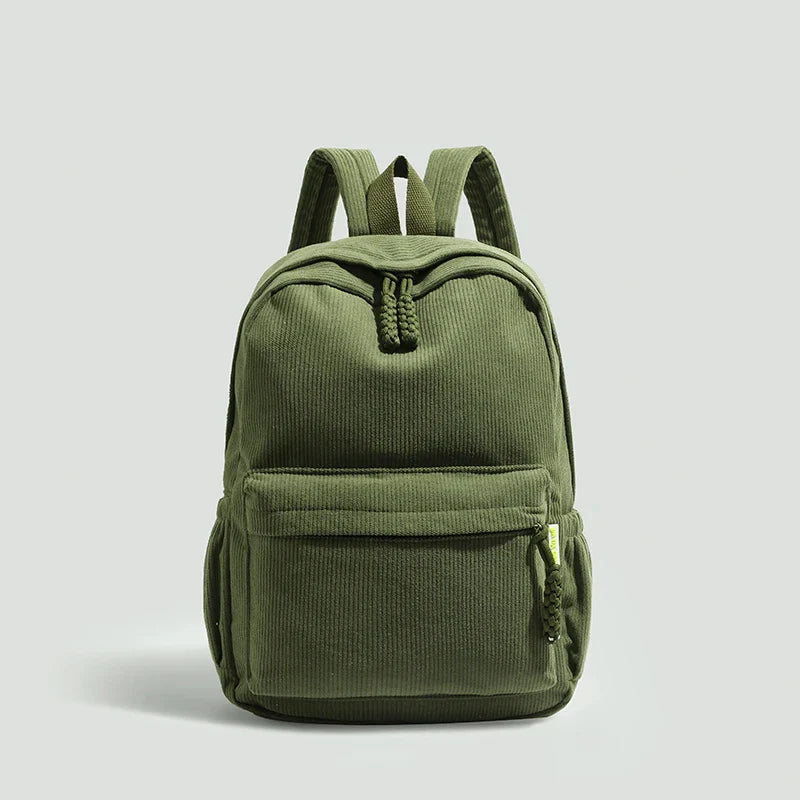 Mochila Fashion em Veludo Cotelê de Grande Capacidade com Alças Ajustáveis — Ideal para Escola, Viagem e Uso Diário
