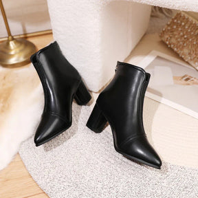 Bota de Couro Casual de Salto LeatherTrim