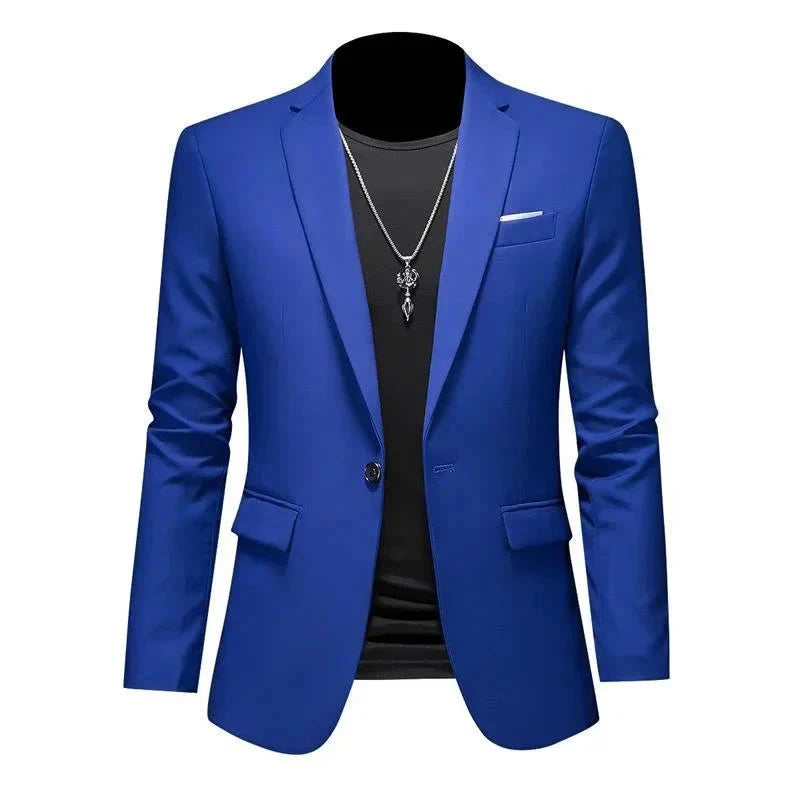 Blazer Masculino Esporte Fino Liso TERNO006 G4 Sr Aflha Azul real P 