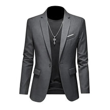 Blazer Masculino Esporte Fino Liso TERNO006 G4 Sr Aflha Cinza escuro P 