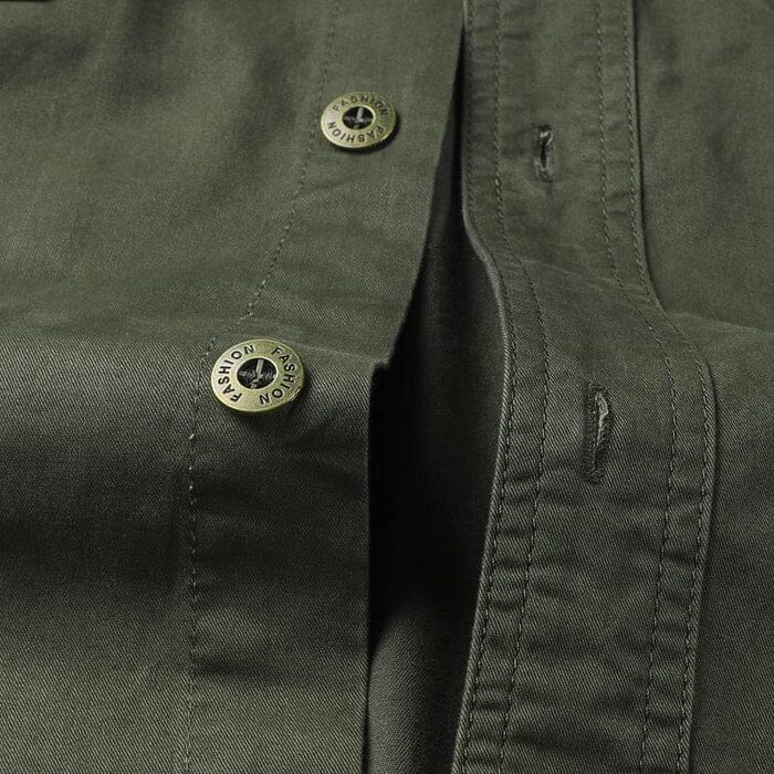 Camisa Comprida Military Com Bolsos, Botões e Design Único Original - Brinde: Relógio A Prova D'Água MASCULINO - ROUPAS - CAMISA 5 Dm Stores 