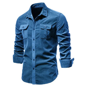 Camisa Masculina Manga Longa Casual CAMISA07 G2 Sr Alpha Azul P - 55-65kg 