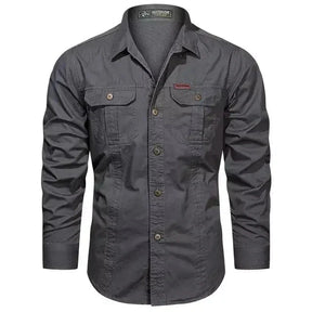 Camisa Masculina Manga Longa Militar Camisa Manga Longa Masculina Militar Sr Alpha Cinza P 