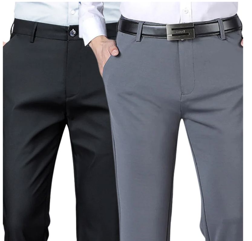 COMPRE 1 E LEVE 2 | Calça Social Clássica Alfaiataria Gentleman 2024 + Brinde Cinto Social Couro MASCULINO - ROUPAS - CALÇA 10 Dm Stores Preto + Cinza P (38) 