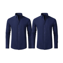 Compre 1 Leve 2 | Camisa Social Ultra Confort Anti amassados + Relogio de Brinde 131 A minha loja Azul Escuro e Azul Escuro P 