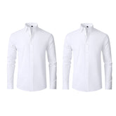 Compre 1 Leve 2 | Camisa Social Ultra Confort Anti amassados + Relogio de Brinde 131 A minha loja Branca e Branca P 