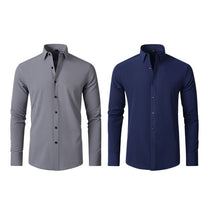Compre 1 Leve 2 | Camisa Social Ultra Confort Anti amassados + Relogio de Brinde 131 A minha loja Cinza e Azul escuro P 