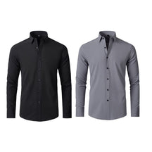 Compre 1 Leve 2 | Camisa Social Ultra Confort Anti amassados + Relogio de Brinde 131 A minha loja Preta e Cinza P 