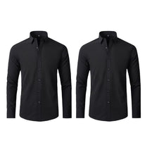 Compre 1 Leve 2 | Camisa Social Ultra Confort Anti amassados + Relogio de Brinde 131 A minha loja Preta e Preta P 