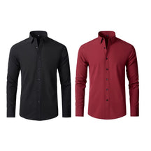 Compre 1 Leve 2 | Camisa Social Ultra Confort Anti amassados + Relogio de Brinde 131 A minha loja Preto e Vermelho P 
