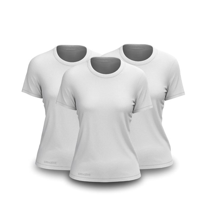 Kit 3 Camisetas Tecnológicas Femininas FitneSmart - Anti Suor FEMININO - ROUPAS - CAMISETA 3 Dm Stores 3 Brancas P 